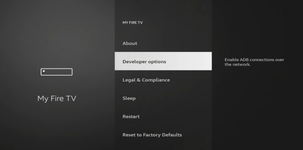 Accessing Developer Options on Firestick to jailbreak the device