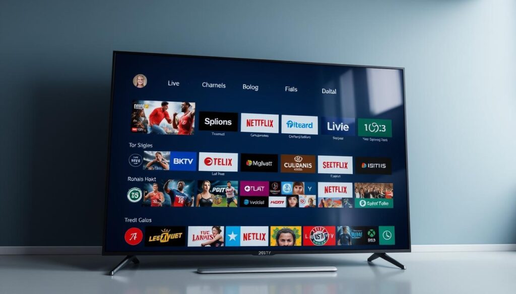 A high-quality Aussie IPTV service in 2025, presented in a sleek and modern interface. A central display showcases a diverse range of live TV channels, on-demand content, and premium sports coverage, all accessible through a seamless user experience. The foreground features carefully curated thumbnails and channel logos, while the background is a minimalist design in shades of blue and gray, conveying a sense of professionalism and reliability. Subtle lighting highlights the crisp, high-definition video quality, and the camera angle provides a clean, unobstructed view of the service's key features. The overall atmosphere exudes a premium, cutting-edge feel, reflecting the advancements in Aussie IPTV technology in the year 2025. A high-quality Aussie IPTV service in 2025, presented in a sleek and modern interface. A central display showcases a diverse range of live TV channels, on-demand content, and premium sports coverage, all accessible through a seamless user experience. The foreground features carefully curated thumbnails and channel logos, while the background is a minimalist design in shades of blue and gray, conveying a sense of professionalism and reliability. Subtle lighting highlights the crisp, high-definition video quality, and the camera angle provides a clean, unobstructed view of the service's key features. The overall atmosphere exudes a premium, cutting-edge feel, reflecting the advancements in Aussie IPTV technology in the year 2025.