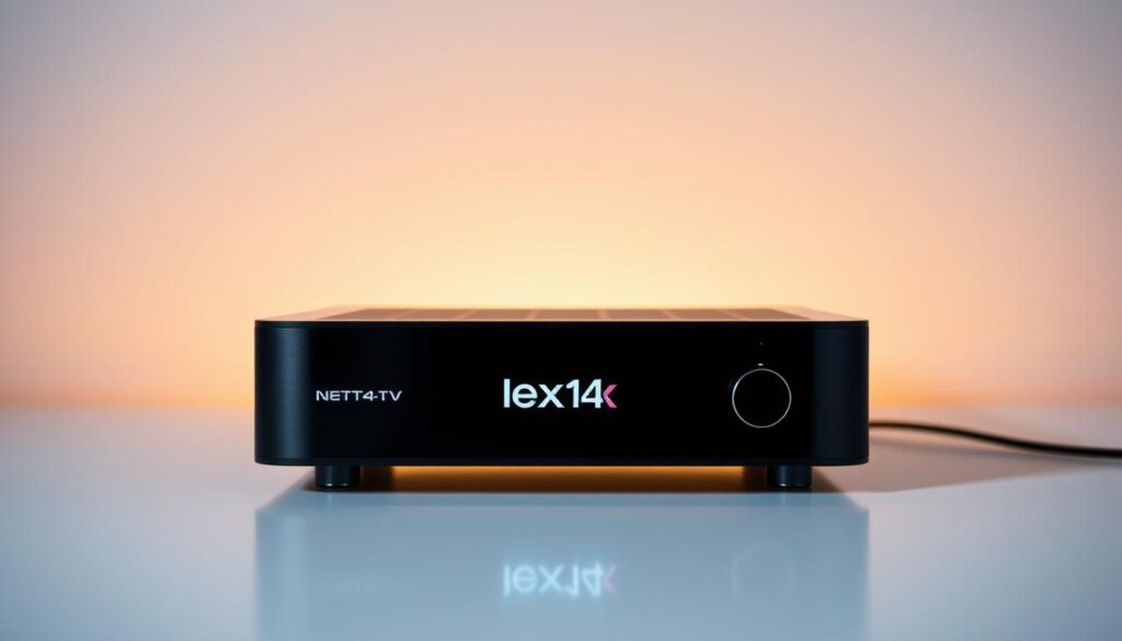 A modern, sleek IPTV setup with the Next4k brand prominently displayed. The device is shown against a minimalist backdrop, with a soft, warm lighting highlighting its key features. The image conveys a sense of technological sophistication and innovation, perfectly suited to illustrate the growing popularity of IPTV in Sweden. A modern, sleek IPTV setup with the Next4k brand prominently displayed. The device is shown against a minimalist backdrop, with a soft, warm lighting highlighting its key features. The image conveys a sense of technological sophistication and innovation, perfectly suited to illustrate the growing popularity of IPTV in Sweden.